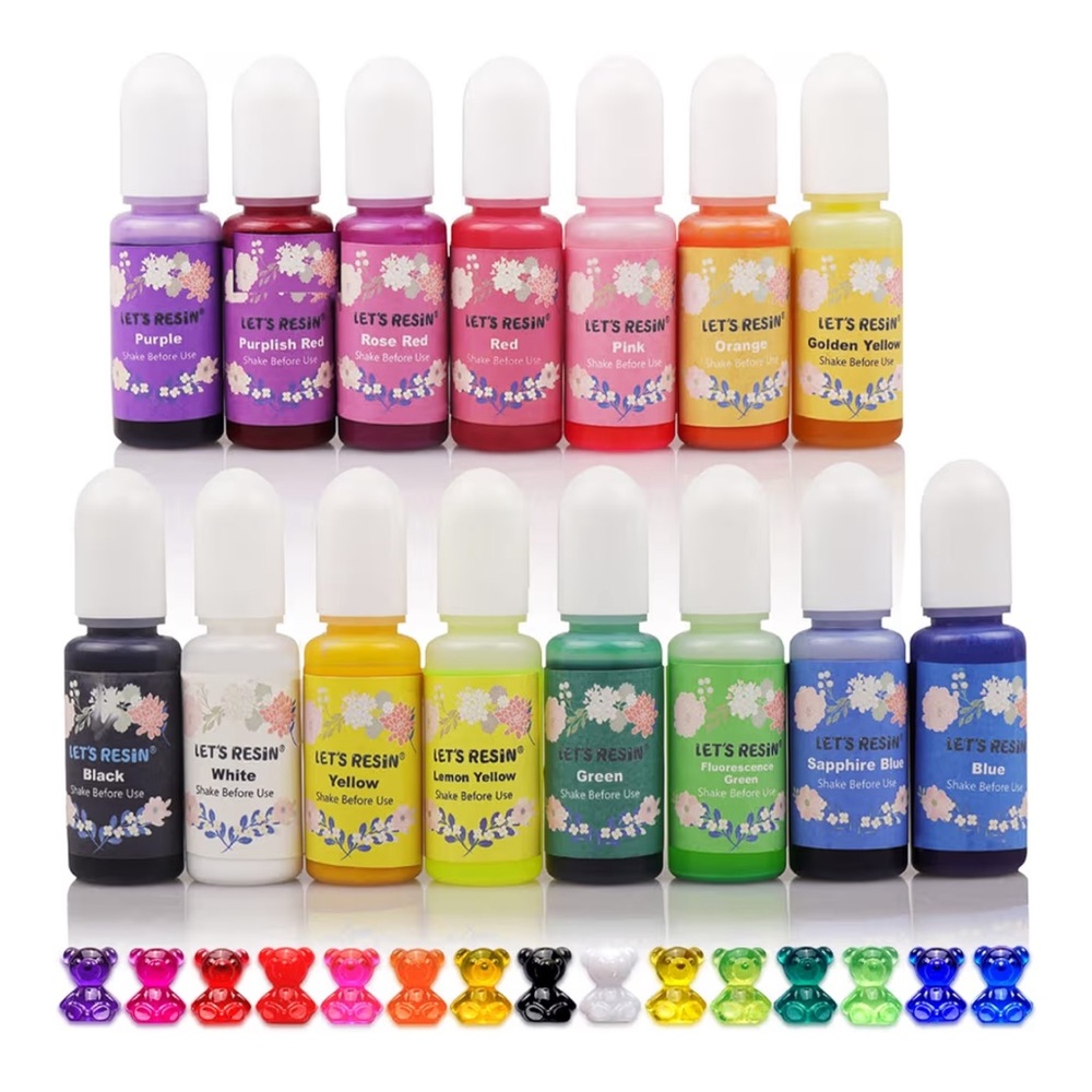 Let’s Resin Epoxy Pigment Box of 15–0.35oz. Bottles-Multi-Colors